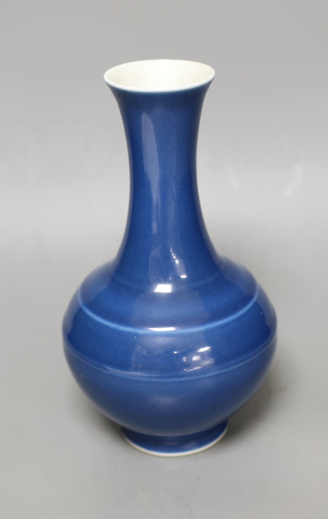 A Chinese blue glazed bottle vase, Guangxu mark to base 23cm